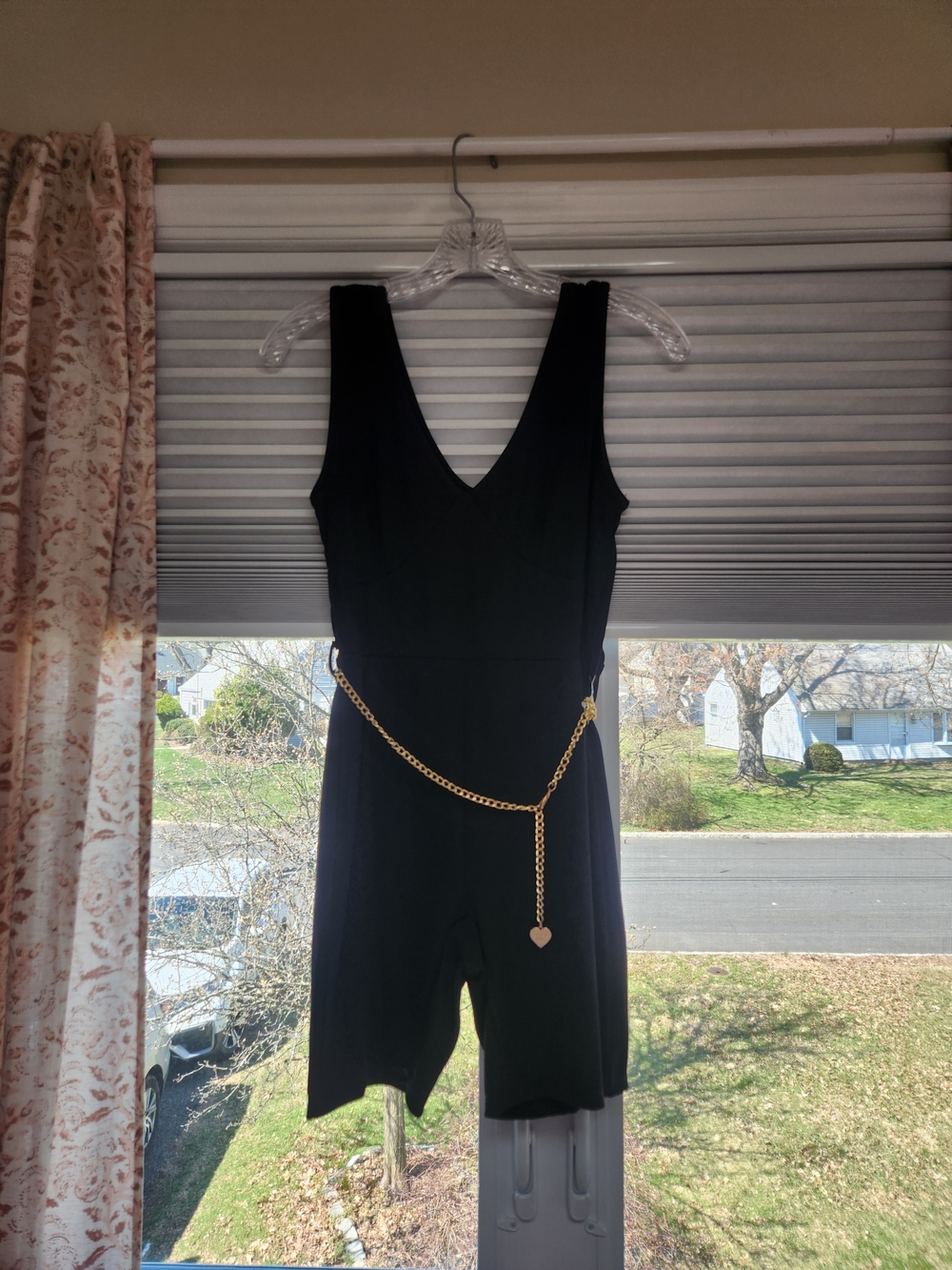 Steve Madden Black Sleeveless V-Neck Jumpsuit with Gold Chain